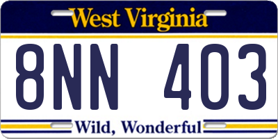 WV license plate 8NN403
