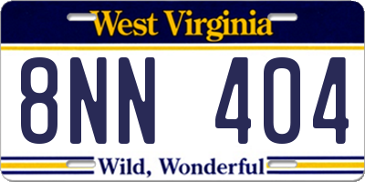 WV license plate 8NN404