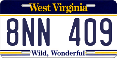 WV license plate 8NN409