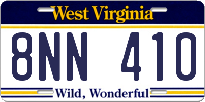 WV license plate 8NN410