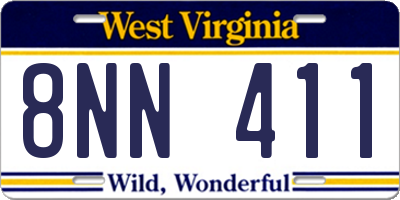 WV license plate 8NN411