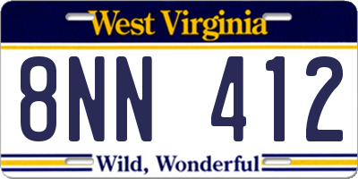 WV license plate 8NN412