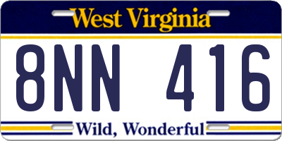WV license plate 8NN416