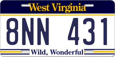 WV license plate 8NN431