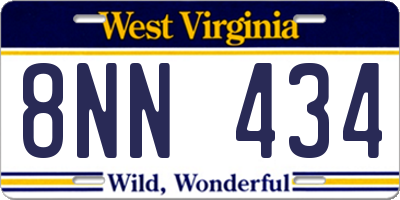 WV license plate 8NN434
