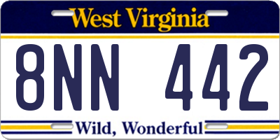 WV license plate 8NN442
