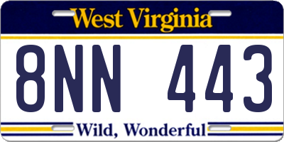 WV license plate 8NN443