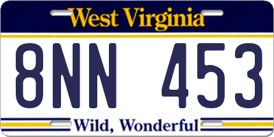 WV license plate 8NN453