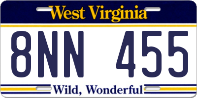 WV license plate 8NN455