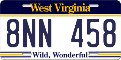 WV license plate 8NN458
