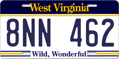 WV license plate 8NN462