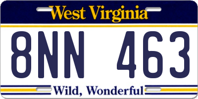 WV license plate 8NN463