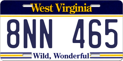 WV license plate 8NN465