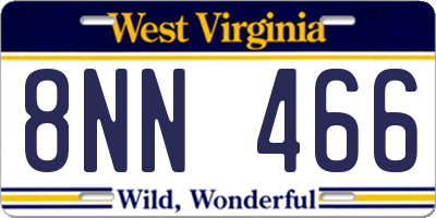 WV license plate 8NN466