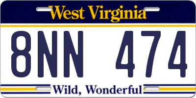 WV license plate 8NN474