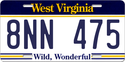 WV license plate 8NN475