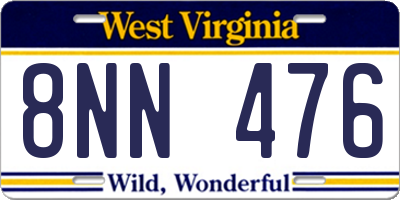 WV license plate 8NN476