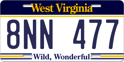 WV license plate 8NN477