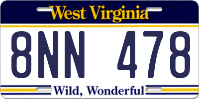 WV license plate 8NN478