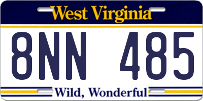 WV license plate 8NN485