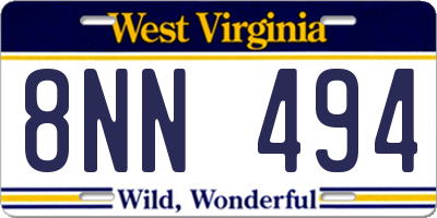 WV license plate 8NN494