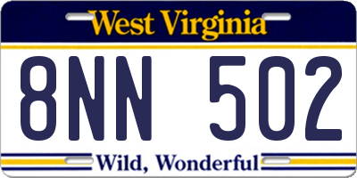 WV license plate 8NN502