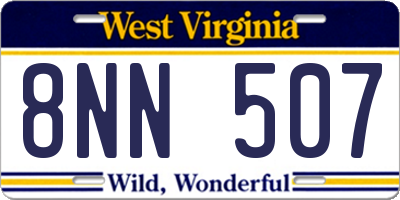 WV license plate 8NN507