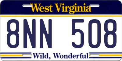 WV license plate 8NN508