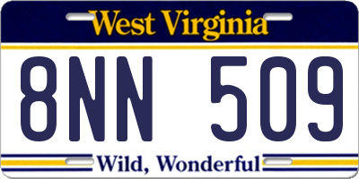 WV license plate 8NN509