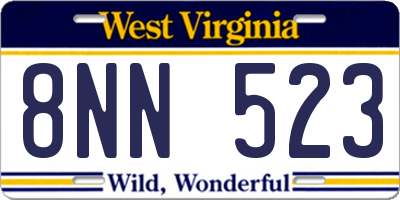 WV license plate 8NN523