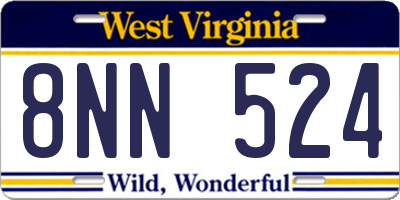 WV license plate 8NN524