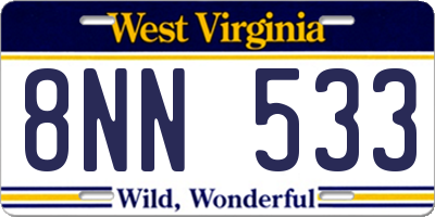 WV license plate 8NN533