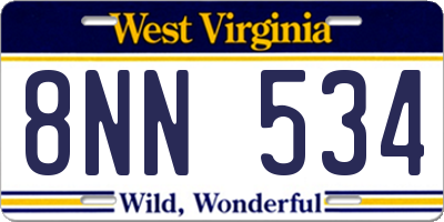 WV license plate 8NN534