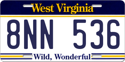 WV license plate 8NN536
