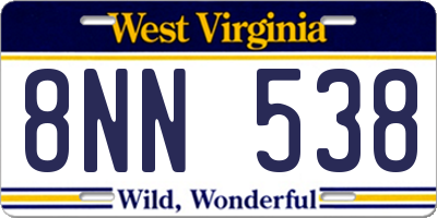 WV license plate 8NN538