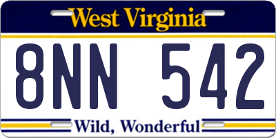 WV license plate 8NN542