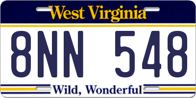 WV license plate 8NN548