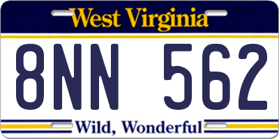 WV license plate 8NN562