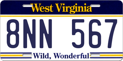 WV license plate 8NN567