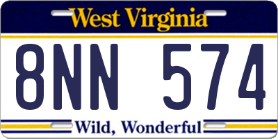 WV license plate 8NN574