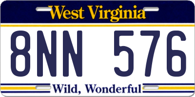 WV license plate 8NN576
