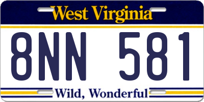WV license plate 8NN581
