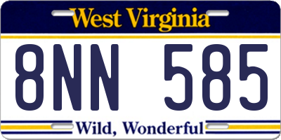 WV license plate 8NN585