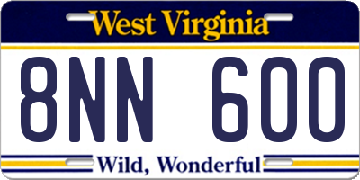 WV license plate 8NN600