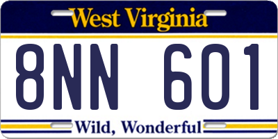 WV license plate 8NN601