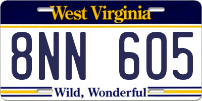WV license plate 8NN605