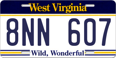 WV license plate 8NN607