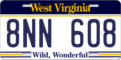 WV license plate 8NN608