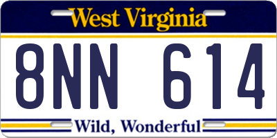 WV license plate 8NN614