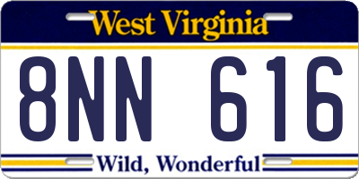 WV license plate 8NN616